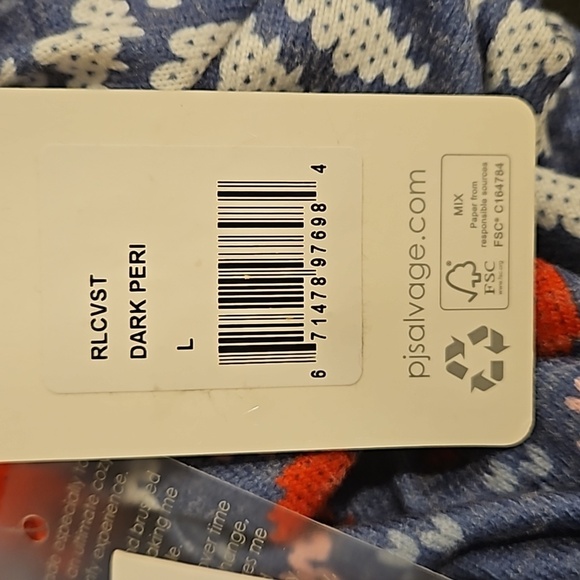 💕PJ SALVAGE💕 Cozy Vibes Fair Isle Peachy Pajamas ~ Dark Blue Large NWT - Picture 14 of 14